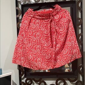 Coral Paisley A-Line Skirt with Waist Tie